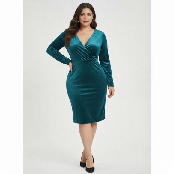 Banana Republic Dresses & Skirts - Teal Green Faux Velvet mini wrap Dress by Banana Republic NWT sz XL